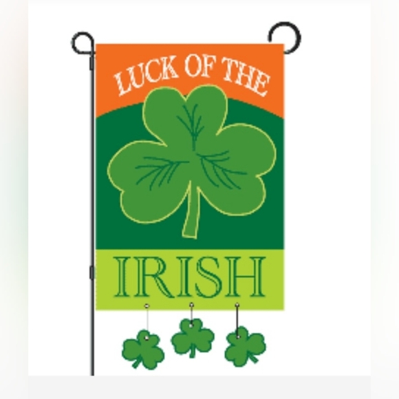 Green and Orange "Luck of the Irish" Shamrock Appliqué Flag - Picture 1 of 5